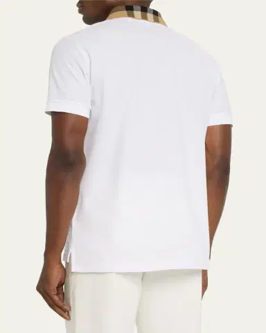 Burberry Men's Pique Polo Shirt with Check Collar | Thumbnail 3