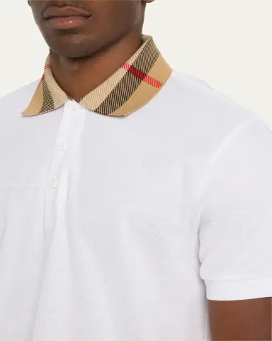 Burberry Men's Pique Polo Shirt with Check Collar | Thumbnail 5
