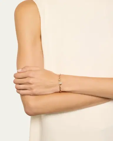 Marla Aaron Handmade Biker Chain Bracelet in 14K Rose Gold, 6"L | Thumbnail 2