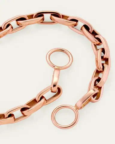 Marla Aaron Handmade Biker Chain Bracelet in 14K Rose Gold, 6"L | Thumbnail 4