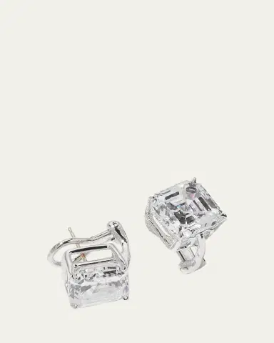 FANTASIA by DESERIO 18K Gold Plated Asscher Stud Earrings, 10.0tcw | Thumbnail 3 FANTASIA by DESERIO 18K Gold Plated Asscher Stud Earrings, 10.0tcw | Thumbnail 3