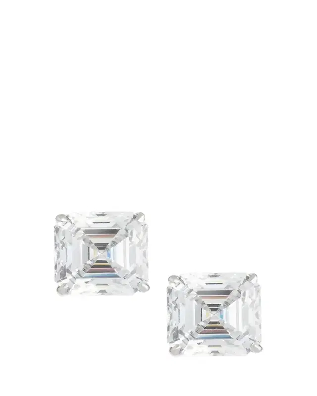 Fantasia by DeSerio 18K Gold Plated Asscher Stud Earrings, 10.0tcw