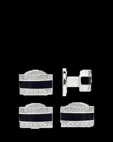 Bergdorf Goodman Men's Diamond and Onyx Shirt Studs in 14K White Gold | Thumbnail 2