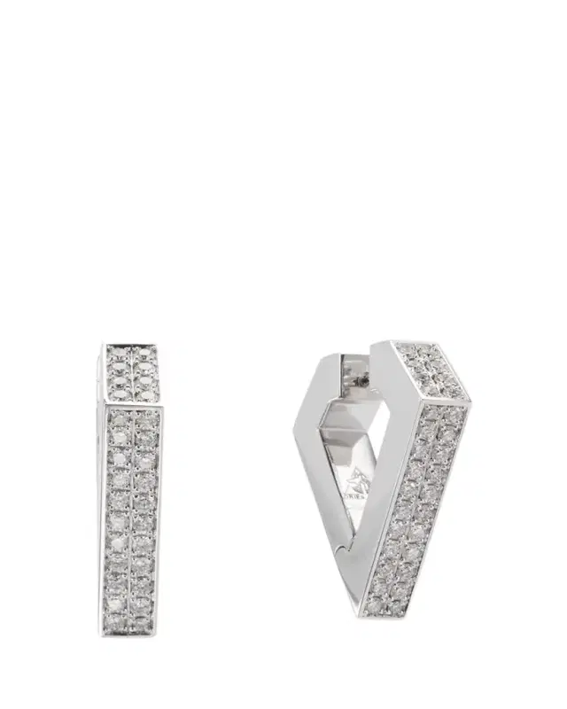 Dries Criel 18k White Gold Maxi Diamond Brute Diamanti Earrings