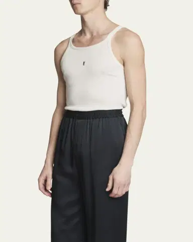 Saint Laurent Men's Jersey Fine Rib Tank Top | Thumbnail 4