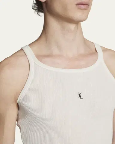 Saint Laurent Men's Jersey Fine Rib Tank Top | Thumbnail 5