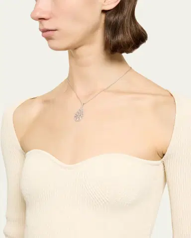 Buccellati Ramage 18K White Gold Drop Shaped Pendant Necklace with Diamonds | Thumbnail 2 Buccellati Ramage 18K White Gold Drop Shaped Pendant Necklace with Diamonds | Thumbnail 2