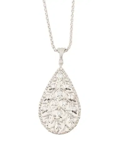 Buccellati Ramage 18K White Gold Drop Shaped Pendant Necklace with Diamonds | Thumbnail 1 Buccellati Ramage 18K White Gold Drop Shaped Pendant Necklace with Diamonds | Thumbnail 1