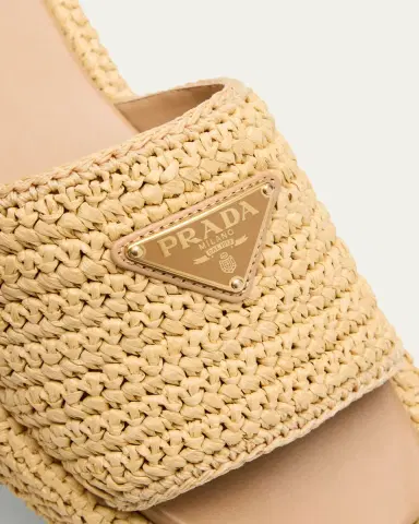 Prada Raffia Single-Band Platform Slides | Thumbnail 5