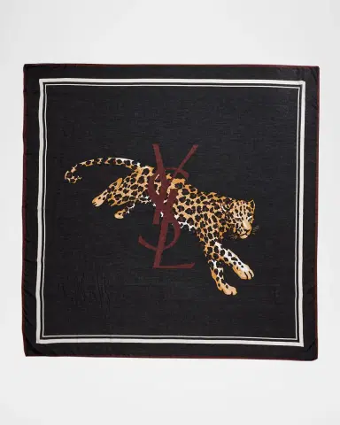 Saint Laurent Leopard Cashmere-Blend Square Scarf | Thumbnail 3