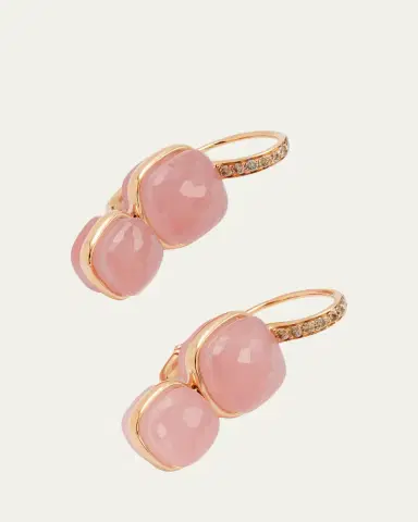 Pomellato Nudo 18K Rose Gold Rose Quartz Brown Diamond Pendant Earring | Thumbnail 3