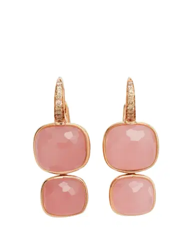 Pomellato Nudo 18K Rose Gold Rose Quartz Brown Diamond Pendant Earring | Thumbnail 1