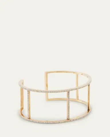 Ileana Makri 18K Yellow Gold Wire Cuff with Diamonds | Thumbnail 3