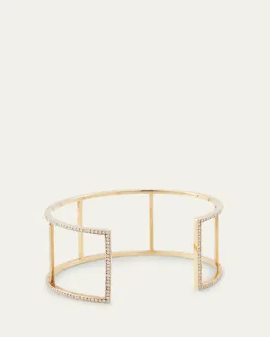 Ileana Makri 18K Yellow Gold Wire Cuff with Diamonds | Thumbnail 4