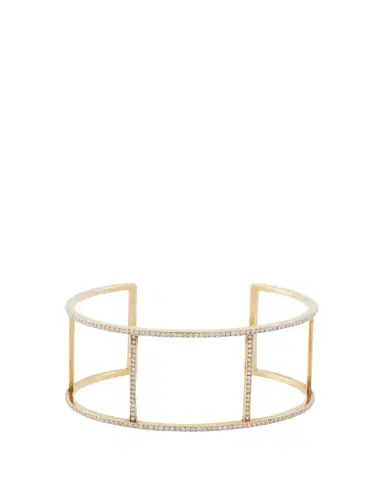 Ileana Makri 18K Yellow Gold Wire Cuff with Diamonds | Thumbnail 1