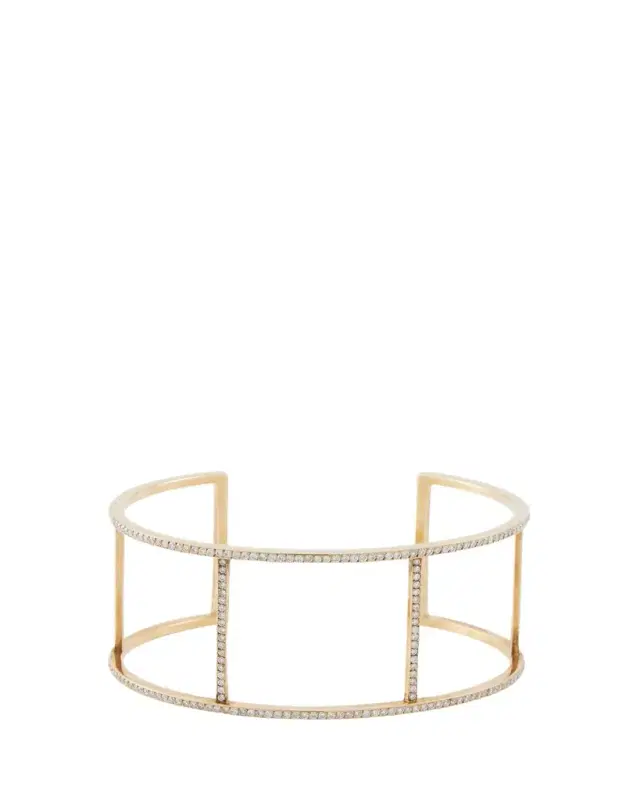 ILEANA MAKRI 18K Yellow Gold Wire Cuff with Diamonds