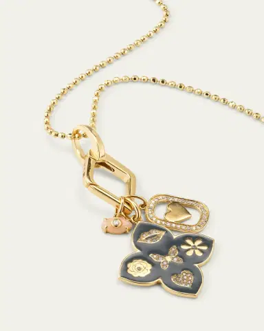 Sydney Evan 14K Yellow Gold Enamel Icon Moroccan Flower Pendant Necklace with Diamonds | Thumbnail 3