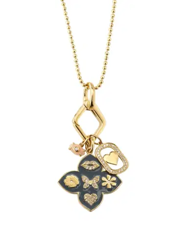Sydney Evan 14K Yellow Gold Enamel Icon Moroccan Flower Pendant Necklace with Diamonds | Thumbnail 1