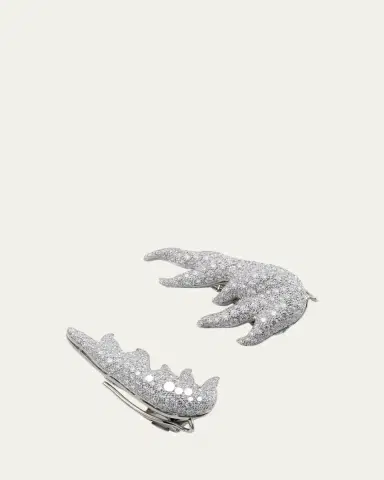 Verdura Platinum and Diamond Sea Foam Earclips | Thumbnail 3