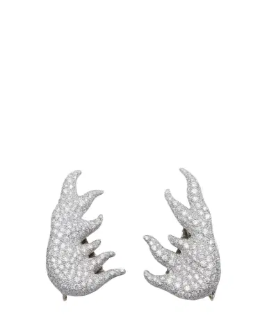 Verdura Platinum and Diamond Sea Foam Earclips | Thumbnail 1