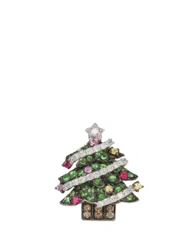 Mio Harutaka White Gold Christmas Tree Single Earring with Green Garnet and Sapphires | Thumbnail 1 Mio Harutaka White Gold Christmas Tree Single Earring with Green Garnet and Sapphires | Thumbnail 1