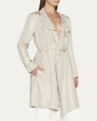 Giorgio Armani Belted Metallic Wrap Coat | Thumbnail 4 Giorgio Armani Belted Metallic Wrap Coat | Thumbnail 4