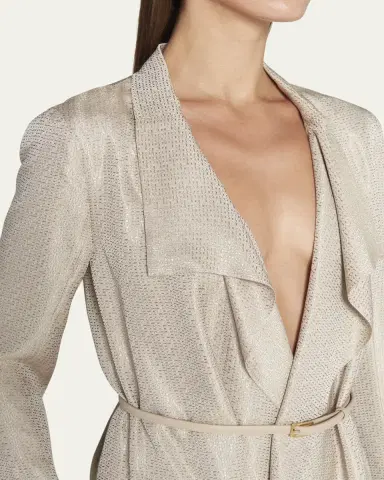 Giorgio Armani Belted Metallic Wrap Coat | Thumbnail 5 Giorgio Armani Belted Metallic Wrap Coat | Thumbnail 5