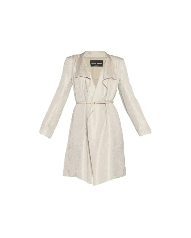 Belted Metallic Wrap Coat
