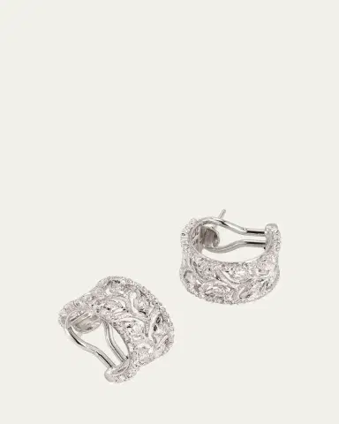 Buccellati 18K Gold Ramage Half Hoop Diamond Earrings | Thumbnail 3