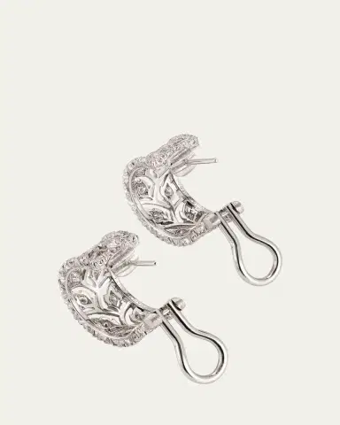 Buccellati 18K Gold Ramage Half Hoop Diamond Earrings | Thumbnail 4