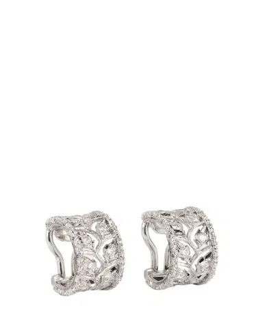 Buccellati 18K Gold Ramage Half Hoop Diamond Earrings | Thumbnail 1