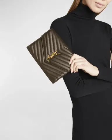 Saint Laurent Cassandre YSL Monogram Flap Clutch Bag in Smooth Leather | Thumbnail 3 Saint Laurent Cassandre YSL Monogram Flap Clutch Bag in Smooth Leather | Thumbnail 3