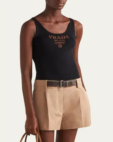 Prada Logo-Print Slim Knit Tank Top | Thumbnail 4 Prada Logo-Print Slim Knit Tank Top | Thumbnail 4