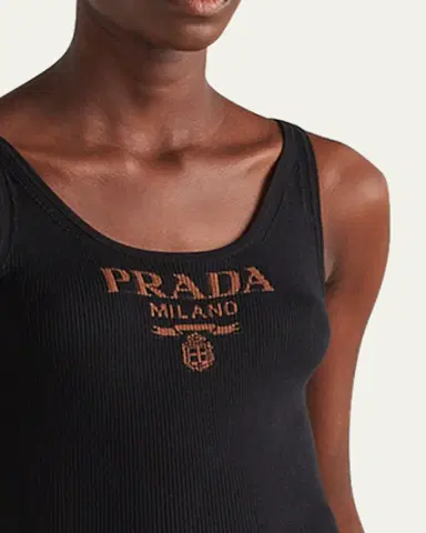 Prada Logo-Print Slim Knit Tank Top | Thumbnail 5 Prada Logo-Print Slim Knit Tank Top | Thumbnail 5