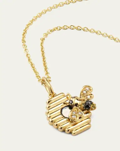 Sydney Evan 14K Yellow Gold Beehive Charm Necklace | Thumbnail 3