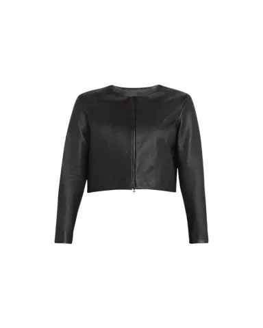SUSAN BENDER Stretch Leather Long-Sleeve Cardigan Jacket | Thumbnail 1