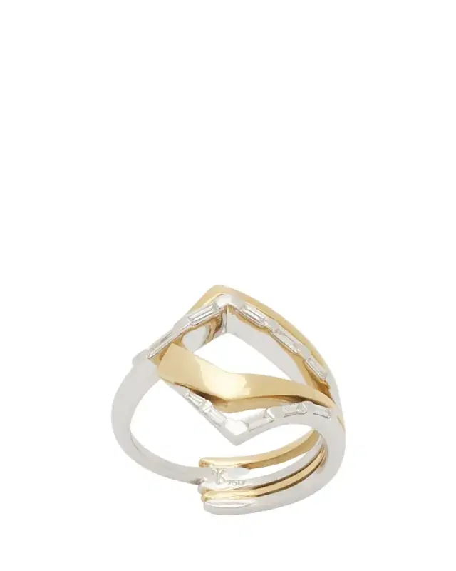 Energy Baguette Diamond Multi-Band Ring in Two-Tone 18K Gold