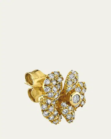 Sydney Evan 14K Yellow Gold Pave Diamond Pansy Single Stud Earring | Thumbnail 2