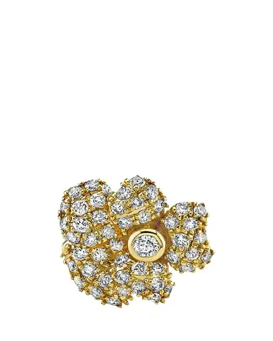 Sydney Evan 14K Yellow Gold Pave Diamond Pansy Single Stud Earring | Thumbnail 1