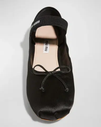 Miu Miu Satin Bow Ballerina Flats | Thumbnail 3