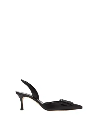 Manolo Blahnik Maysli Leather Buckle Halter Pumps | Thumbnail 1