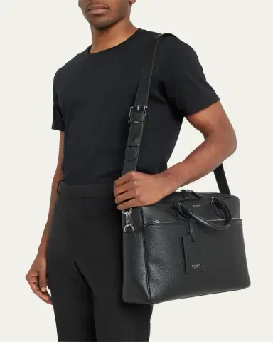 Serapian Men's Cachemire Leather Slim Briefcase | Thumbnail 4