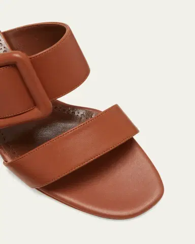 Manolo Blahnik Tituba Leather Buckle Slide Sandals | Thumbnail 3
