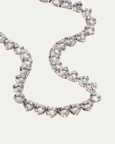 FANTASIA by DESERIO 0.25 Carats Per Station Three-Prong CZ Tennis Necklace | Thumbnail 3