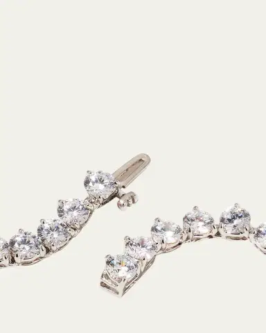 FANTASIA by DESERIO 0.25 Carats Per Station Three-Prong CZ Tennis Necklace | Thumbnail 4