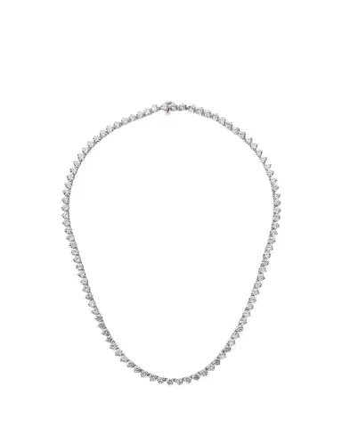FANTASIA by DESERIO 0.25 Carats Per Station Three-Prong CZ Tennis Necklace | Thumbnail 1