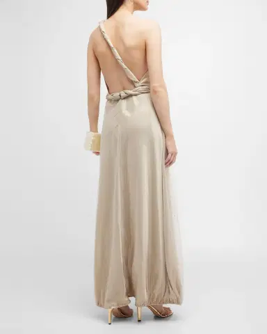 Giorgio Armani One-Shoulder Gown with Braided Detail | Thumbnail 3