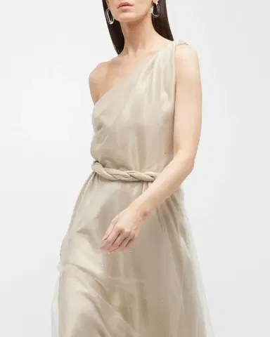 Giorgio Armani One-Shoulder Gown with Braided Detail | Thumbnail 5