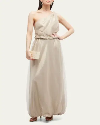 Giorgio Armani One-Shoulder Gown with Braided Detail | Thumbnail 9