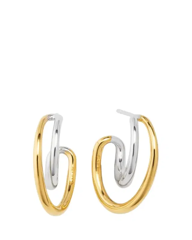 Mini Initial Hoop Earrings Two-Tone